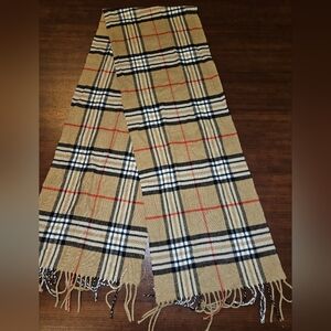 Womens tan plaid scarf 12 inches x 72 inches